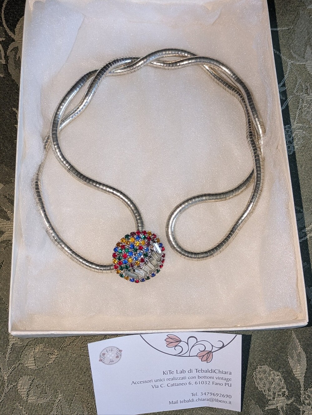 Necklace Multicolor Crystal Pendant in Silver By KiTe Lab